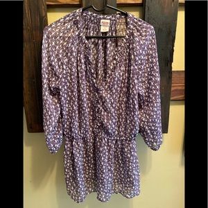 Purple and White Bird Sheer Blouse